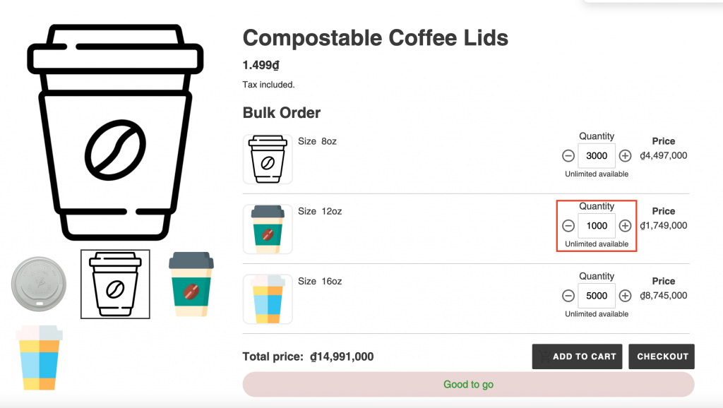Shopify custom quantity increments MultiVariants
