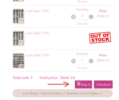 “Cart Page” After Adding Product In Lash Fanatics Wholesale