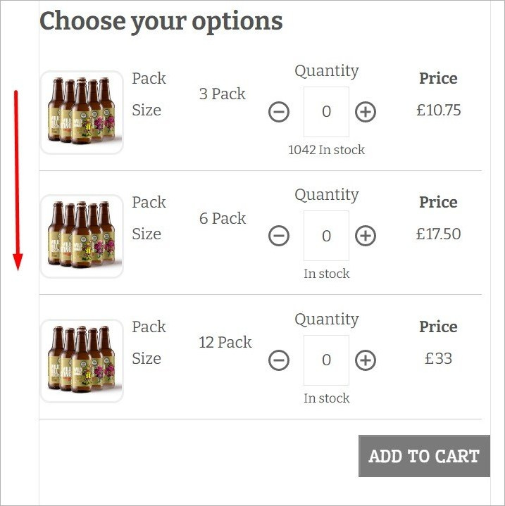 WildCraft Brewery using MultiVariants - Shopify quick ordering app