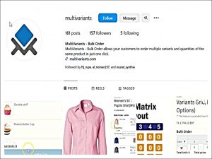 Instagram bio of MultiVarinats - Bulk Order app