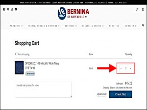 Bernina Of Naperville Shopify Store Fabric Checkout Page