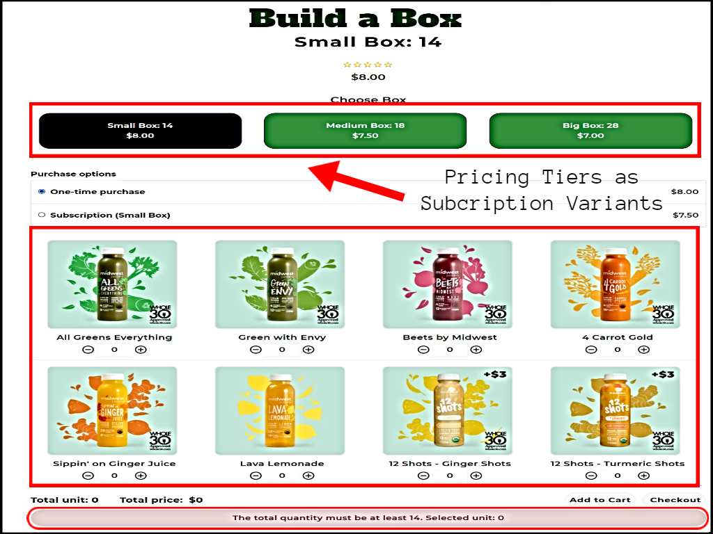 MultiVariants Bulk Order Shopify App Subscription Pricing Tiers As Variants With Personalized Mix & Match Bundle Creator