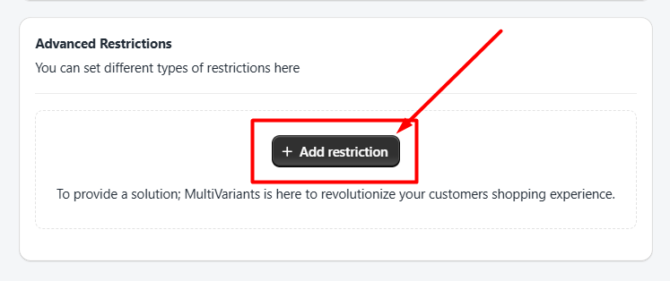 Advance restrictions setting