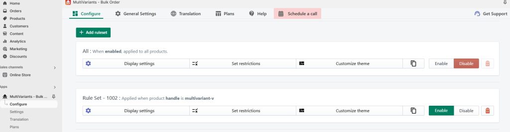 Configuring complex variant restrictions MultiVariants Ruleset