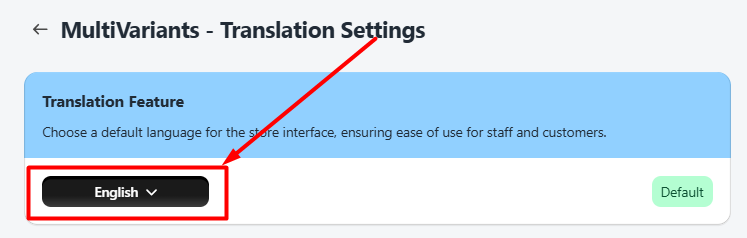 New Translation setting page of MultiVariants