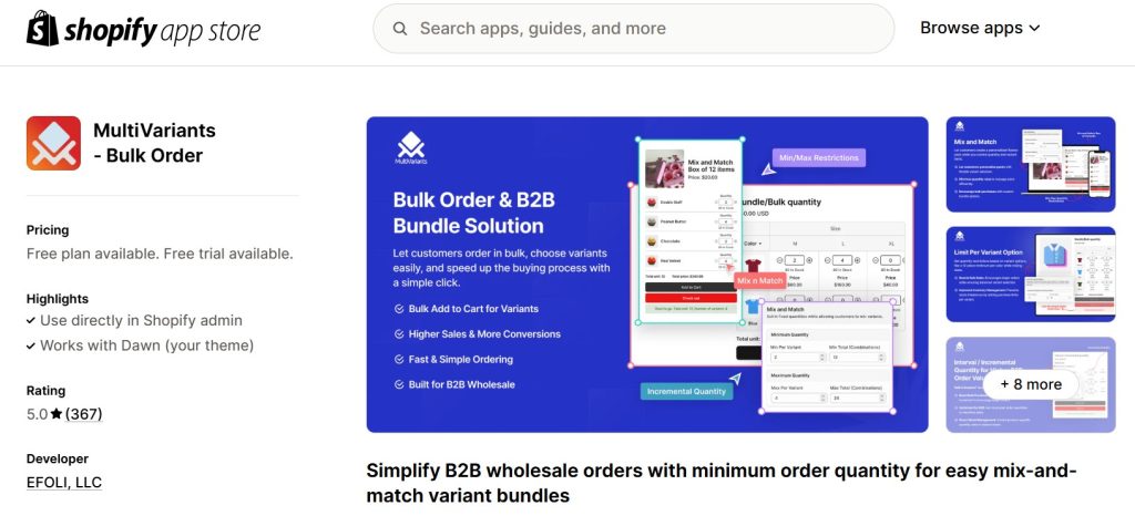 order quantity limits for product variants - MultiVariants App
