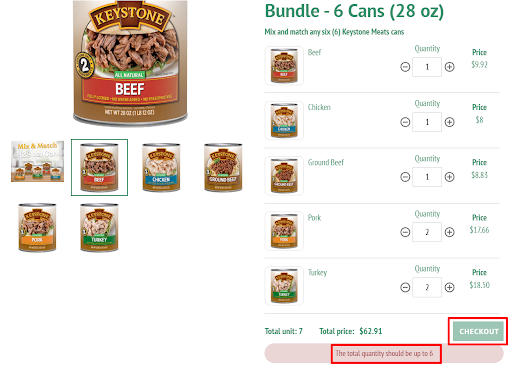 total quantity - 7, the total quantity should be up to 6