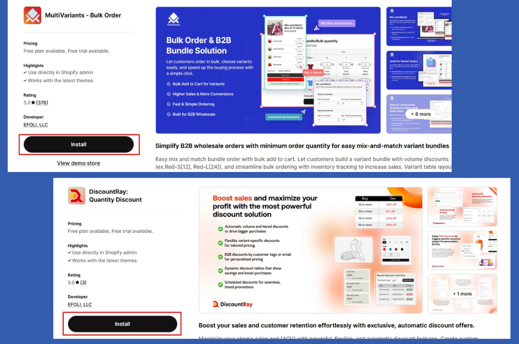 Bulk Order Discounts - MultiVariants and DiscountRay Install