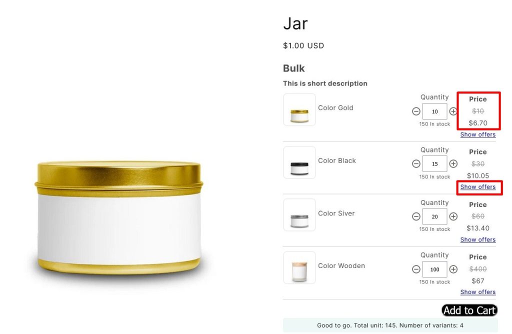 Bulk Order Discounts - Show Discount Offers