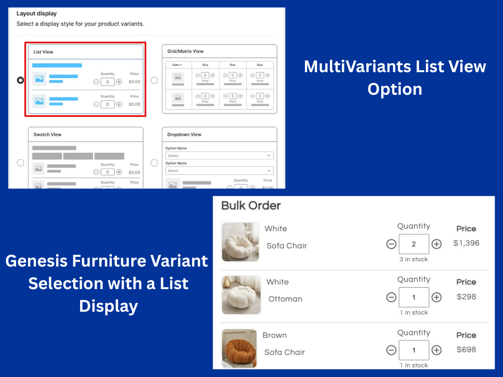 Genesis Furniture - Variants in List Style