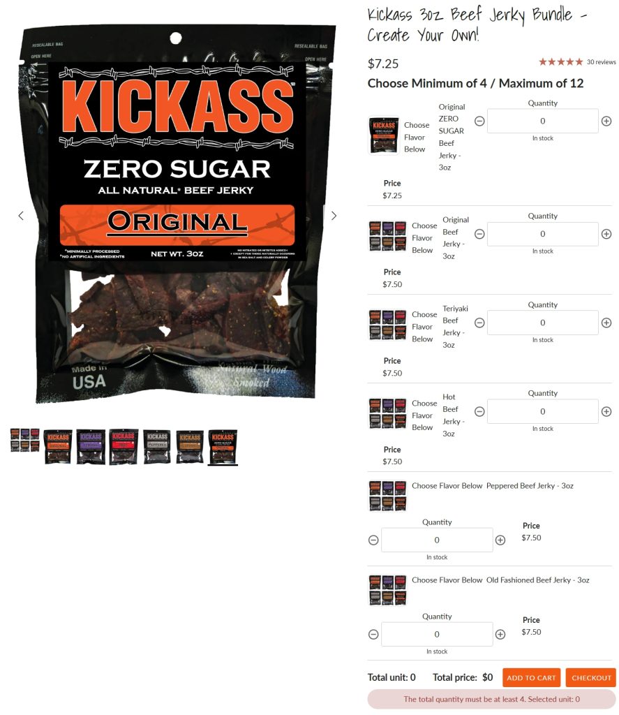 MultiVariant’s List view for kickass beef jerky