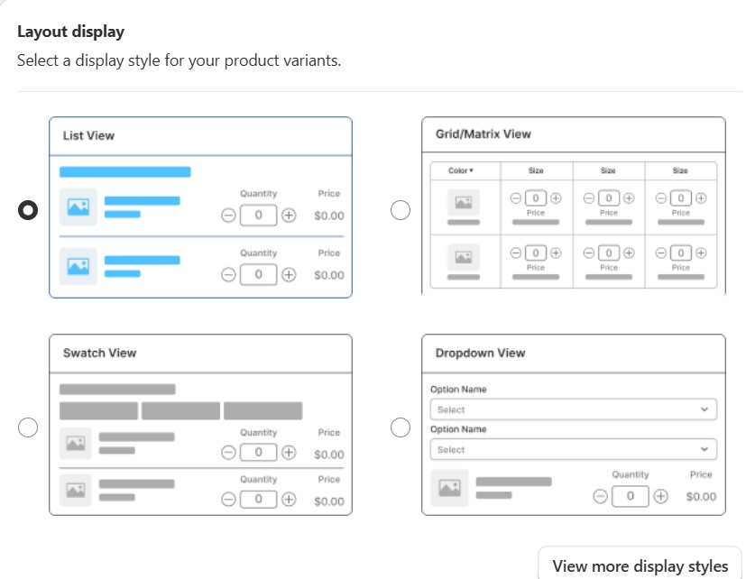 Select a display style for your product variants.