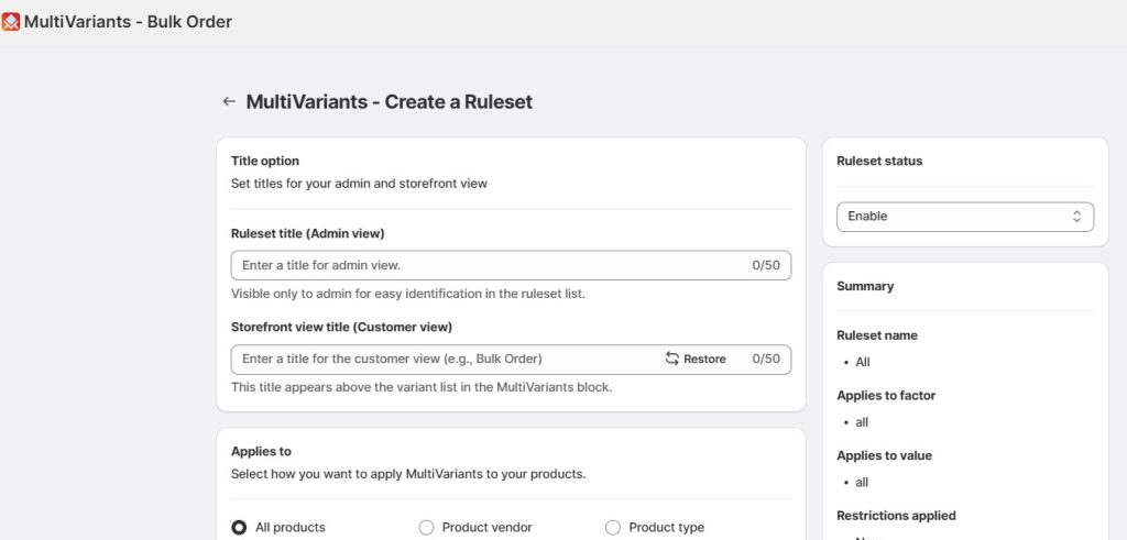 MOQ rules for skincare - MultiVariants Fields