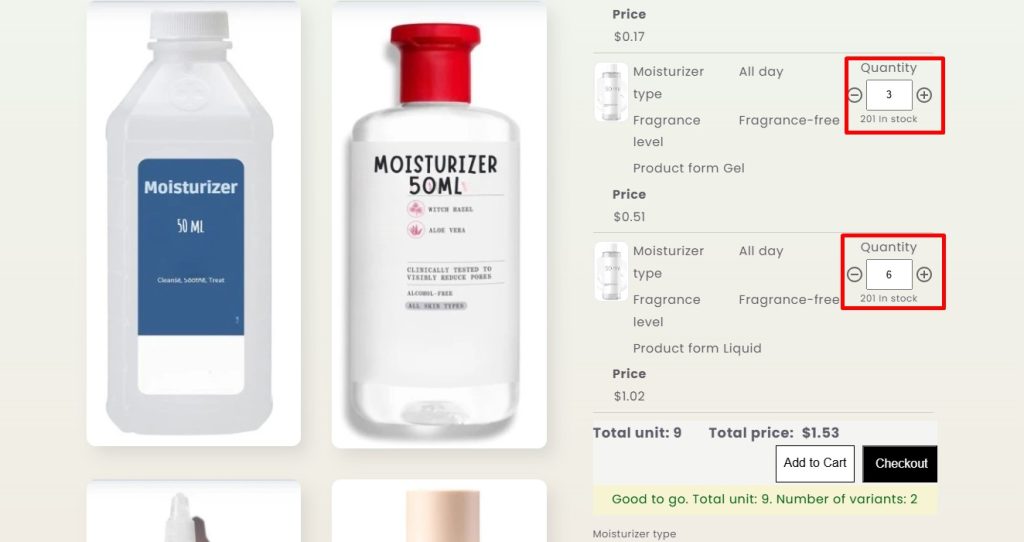 MOQ rules for skincare - MultiVariants Moisturizer 2