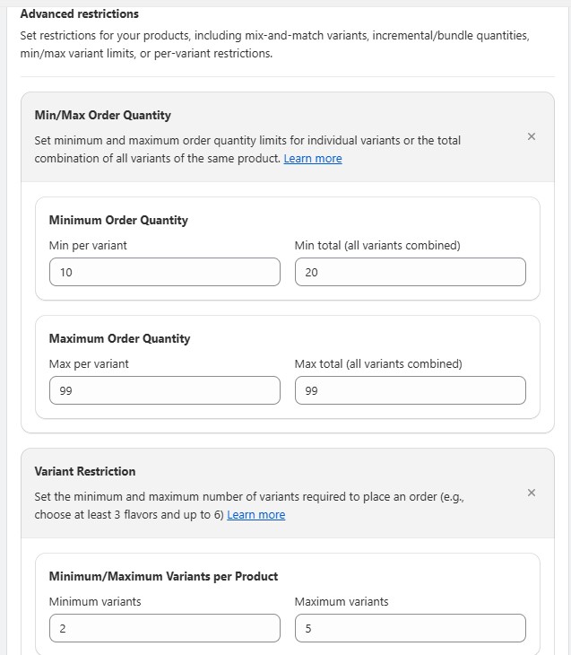 advanced restrictions for bulk skincare orders
