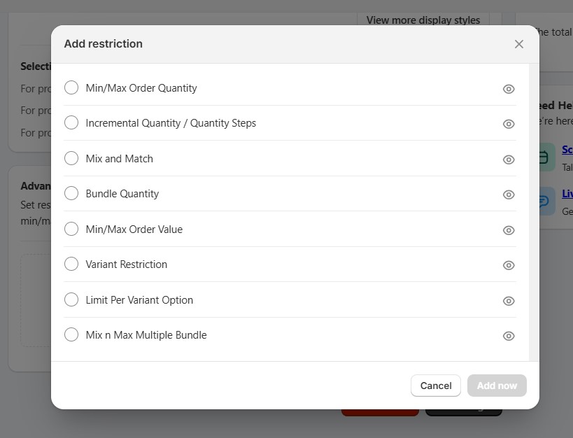restrictions list