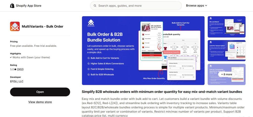 b2b supply - MultiVariants Shopify app store