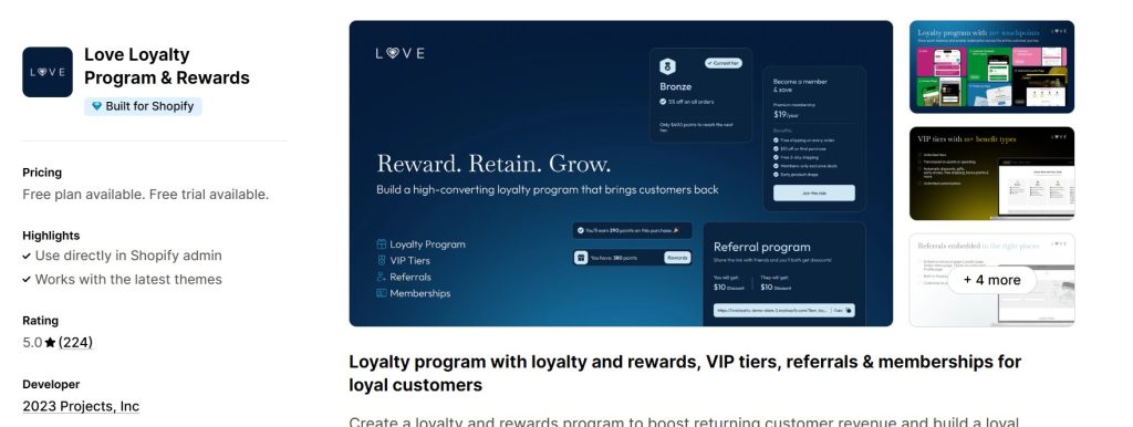 b2b wholesale apps - love loyalty shopify app store