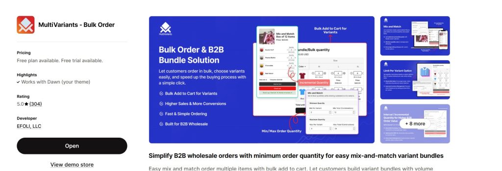 shopify order limits - MultiVariants install