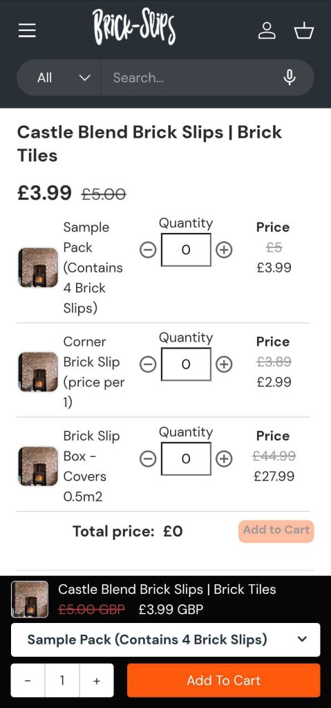 brick slips UK's mobile experience with MultiVariants