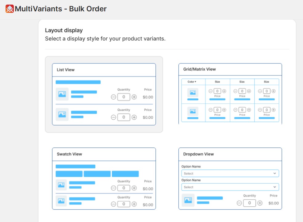 christmas bulk - MultiVariants layout
