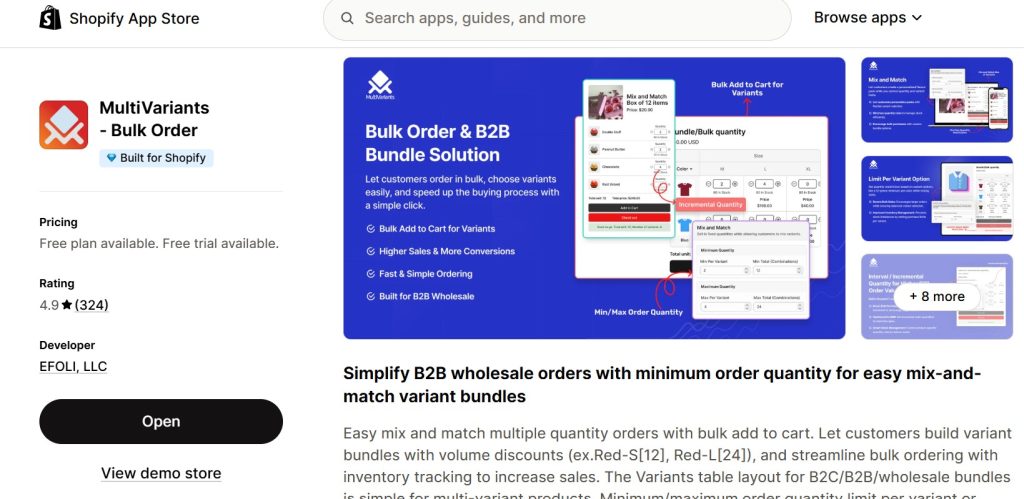 what is a shopify wholesale app - MultiVariants app