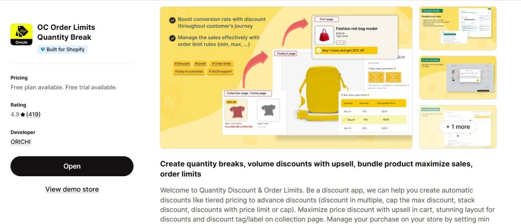 OC Order LImits Quantity Break
