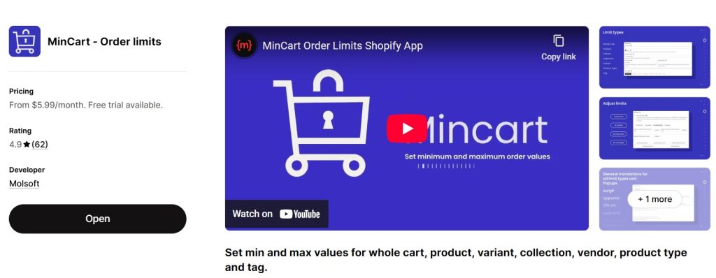 MinCart order limits