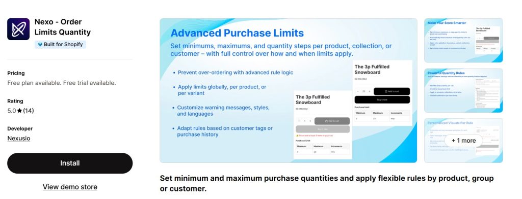 Nexo - order limits quantity
