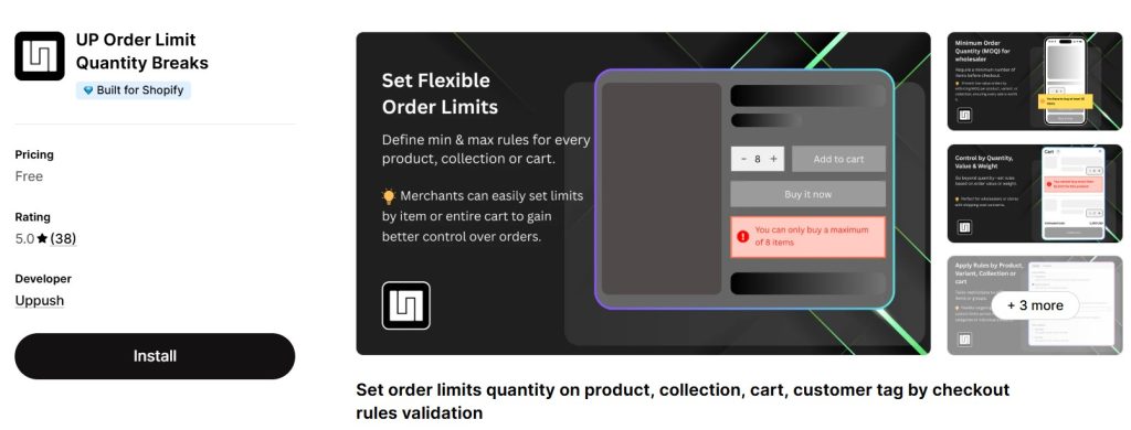 UP Order limit quantity breaks