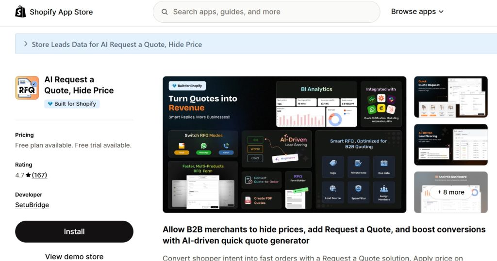 b2b wholesale apps - AI Request a Quote Hide Price