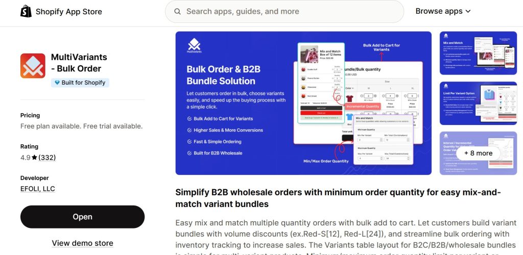 shopify bulk order apps - multivariants app store