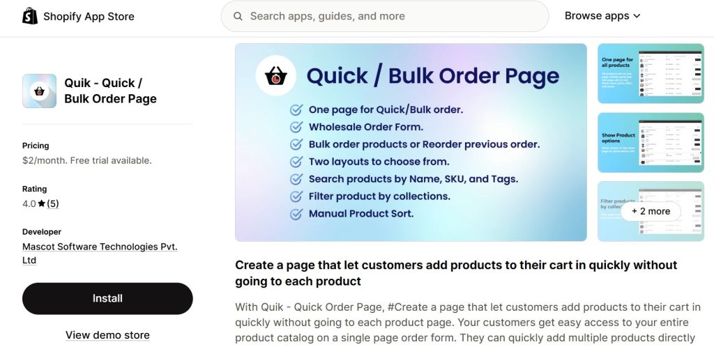 shopify bulk order apps - quik