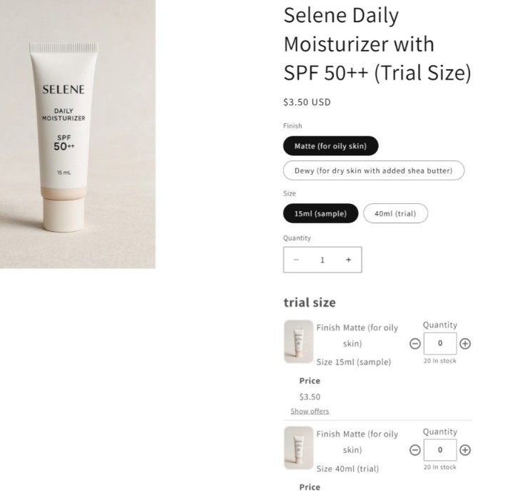shopify product variant app - skincare bundles by MultiVariants