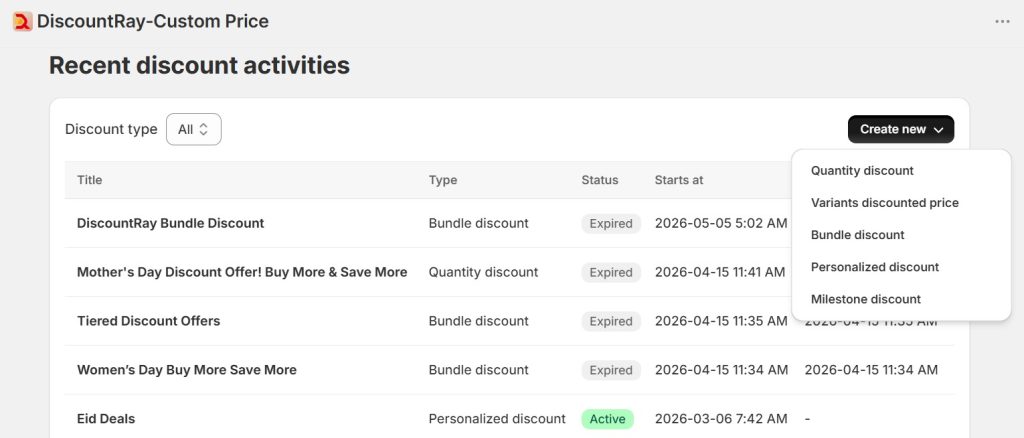 best shopify apps for selling t-shirts - discountray options