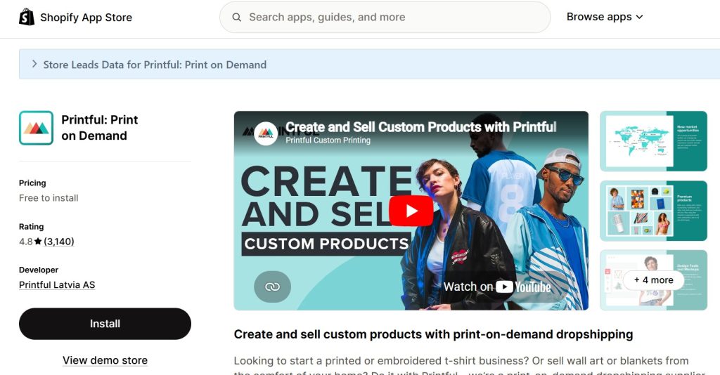 best shopify apps for selling t-shirts - printful