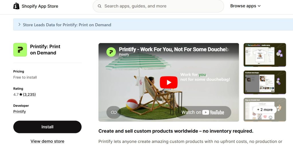 best shopify apps for selling t-shirts - printify