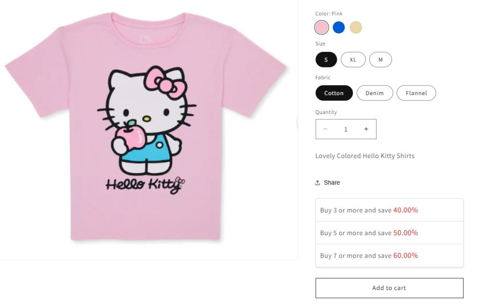 best shopify apps for selling t-shirts - tshirt product page by discountray