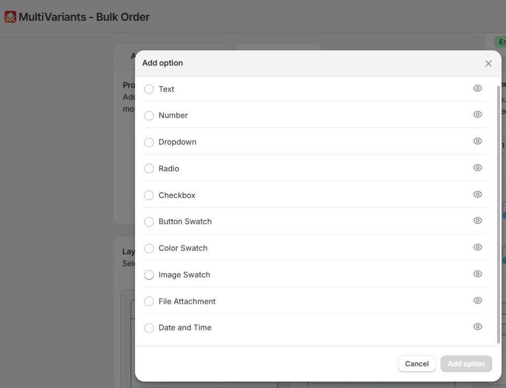 shopify product options - multivariants 10 product options