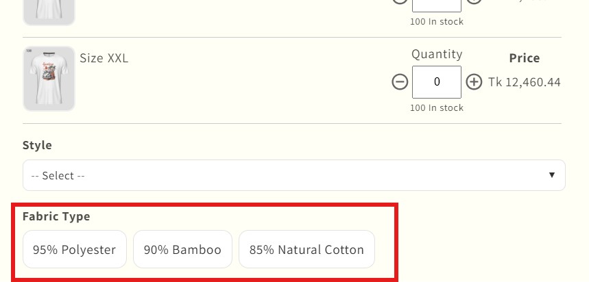 shopify product options - multivariants button swatch