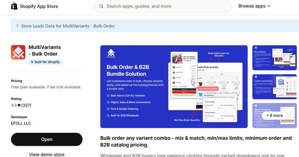 shopify product options - multivariants on shopify app store