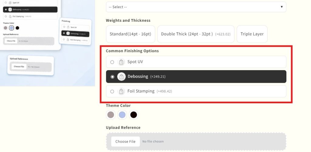 shopify product options - multivariants radio