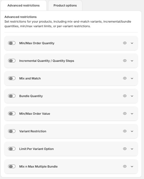 Set Advance Restrictions if You Want