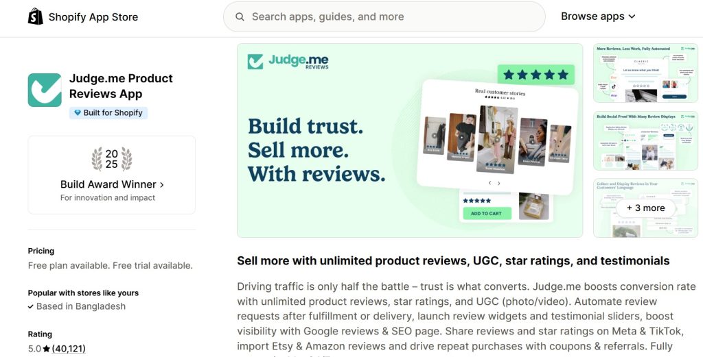 best Shopify apps for selling vitamins and supplements - judge me