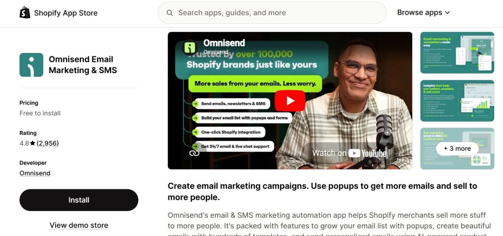 best Shopify apps for selling vitamins and supplements - omnisend email